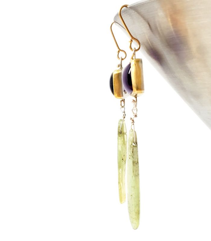 Amethyst & Green Kyanite Earrings - Image 3