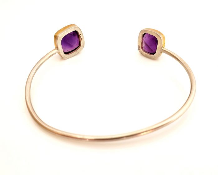 Amethyst Double Gemstone Bangle Bracelet - Image 5