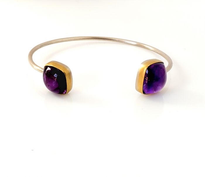 Amethyst Double Gemstone Bangle Bracelet - Image 3