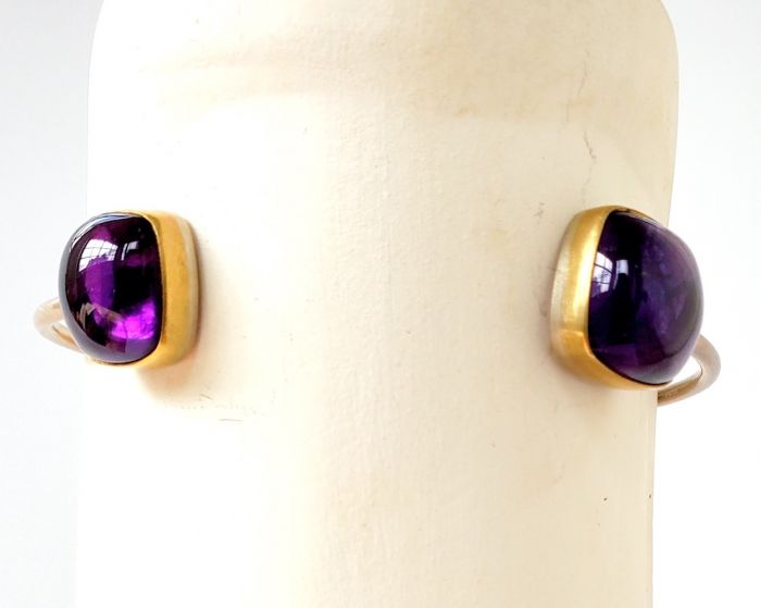 Amethyst Double Gemstone Bangle Bracelet - Image 2