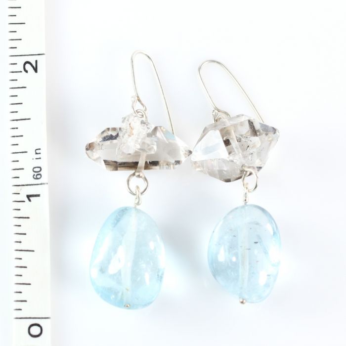 Herkimer Diamond and Aquamarine Earrings - Image 3