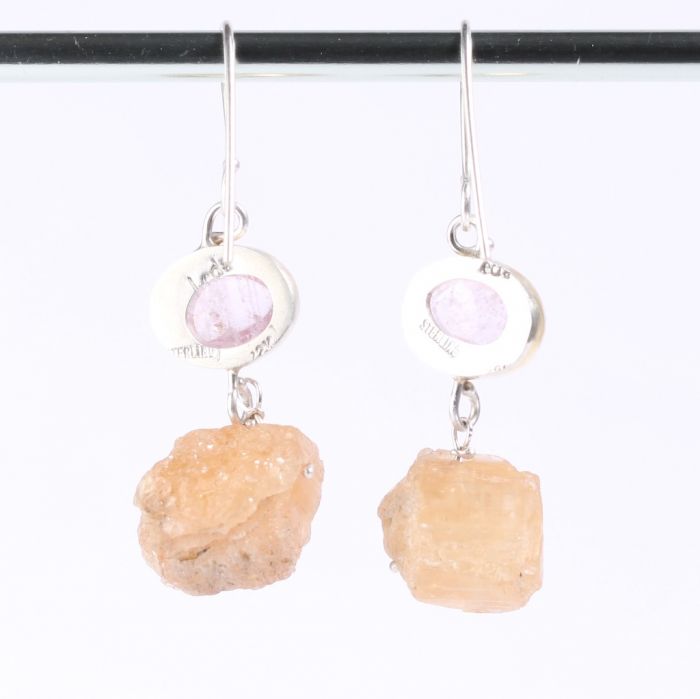 Morganite Earrings With Raw Topaz Drops - Image 3