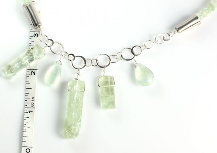 Prehnite and Polished Crystal Beryl Necklace - Image 3