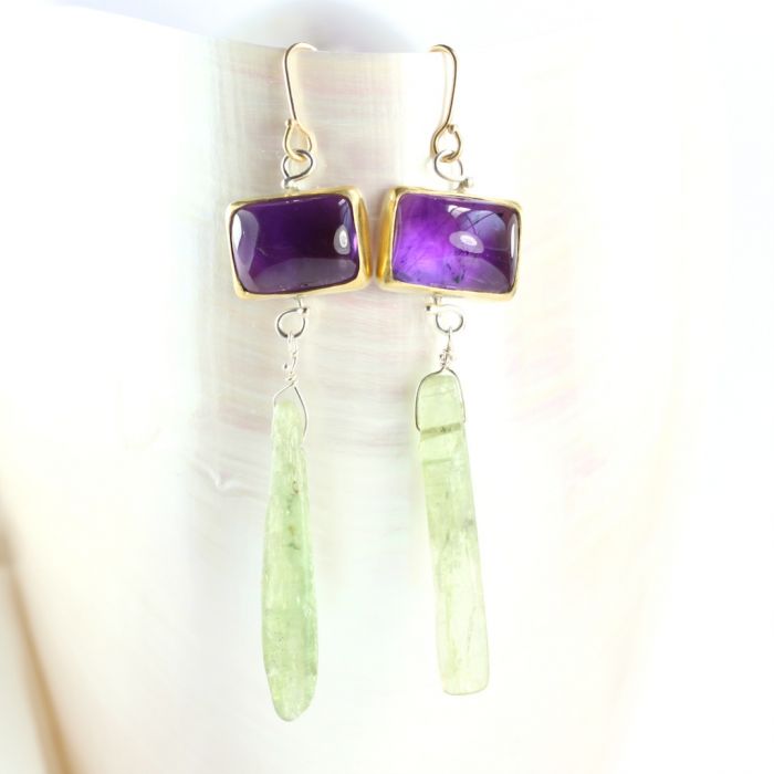 Amethyst & Green Kyanite Earrings