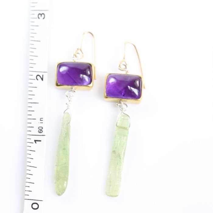 Amethyst & Green Kyanite Earrings - Image 4