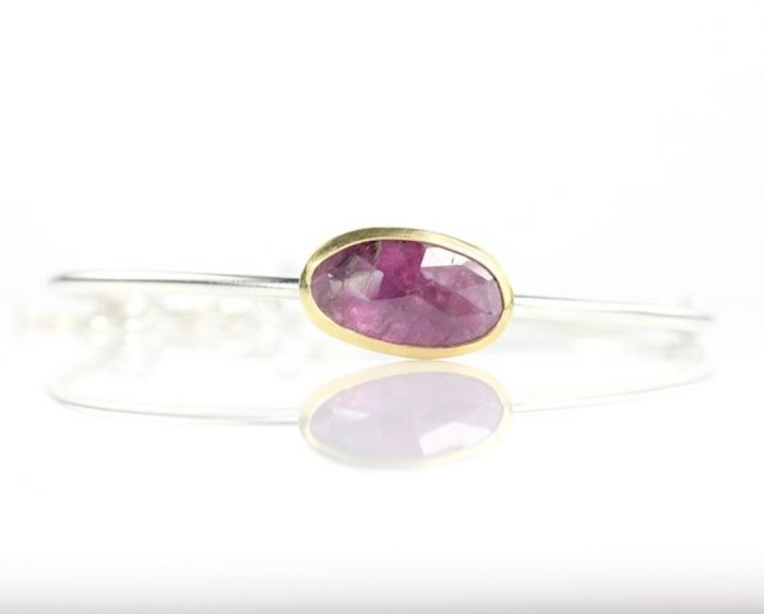 Purple(ish) Rose Cut Sapphire Bangle