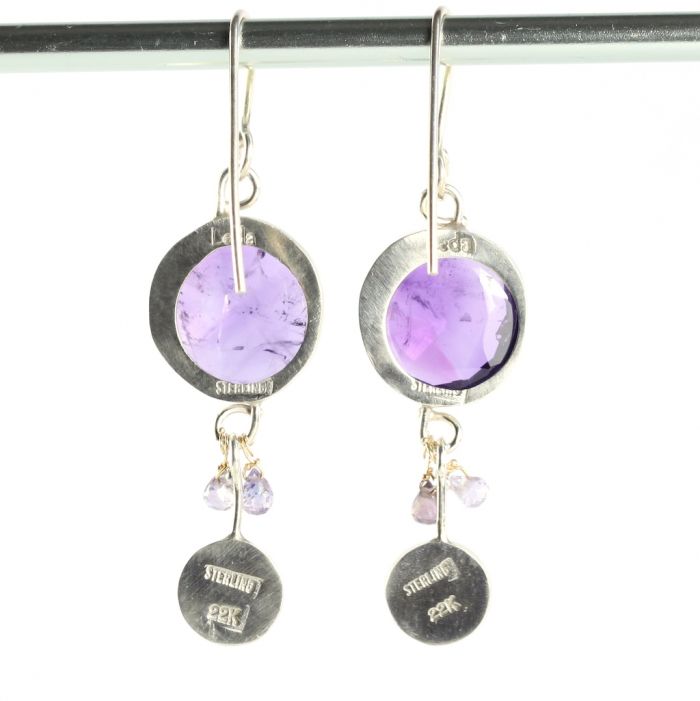 Rose Cut Amethyst & Purple Sapphire Earrings - Image 3