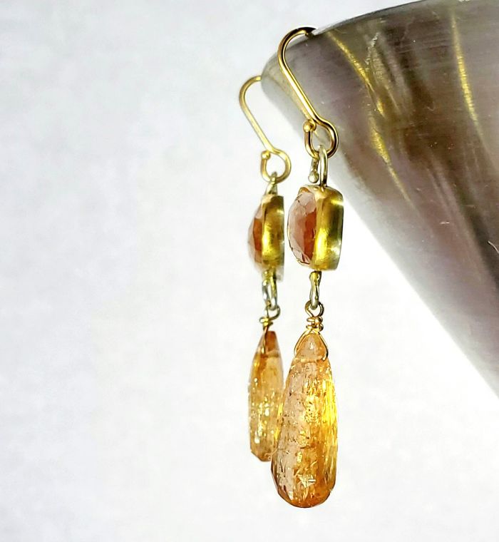 Rose Cut Imperial Topaz Earrings - Image 4