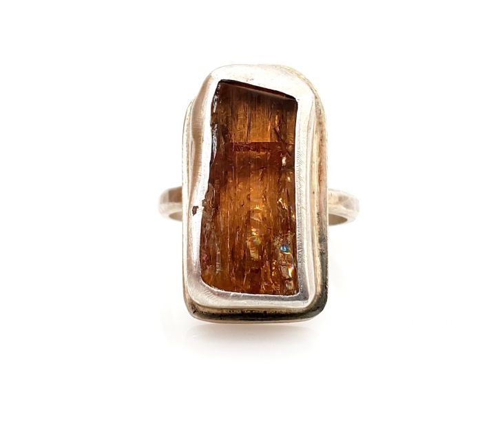 Raw Imperial Topaz Crystal Ring