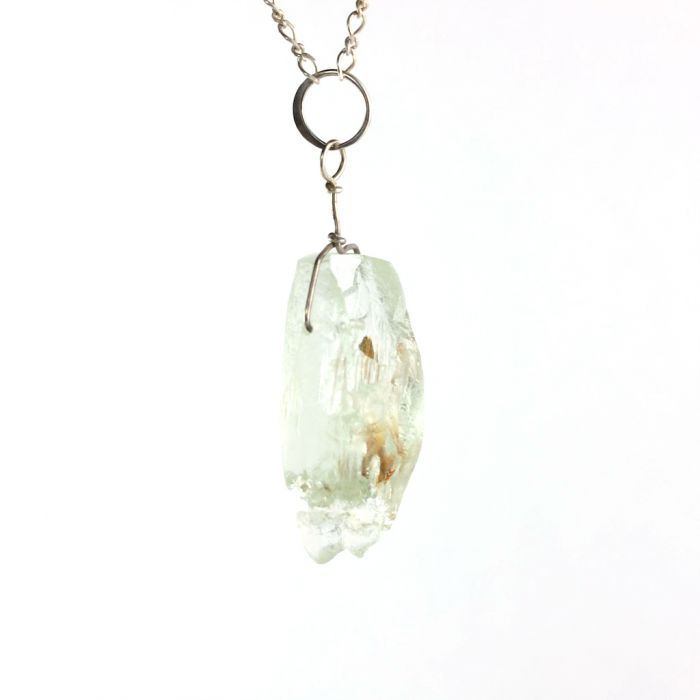 Raw Aquamarine Beryl Crystal Pendant