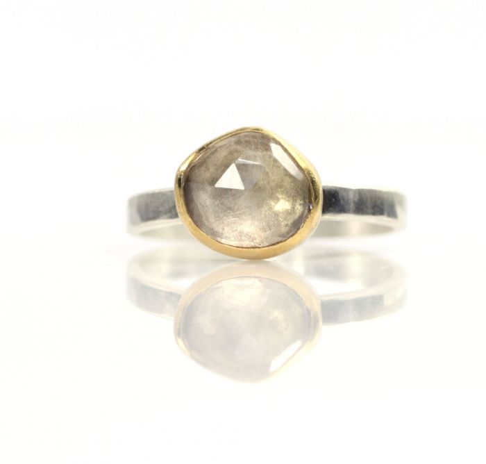 Rose Cut Champagne Citrine Stacking Ring