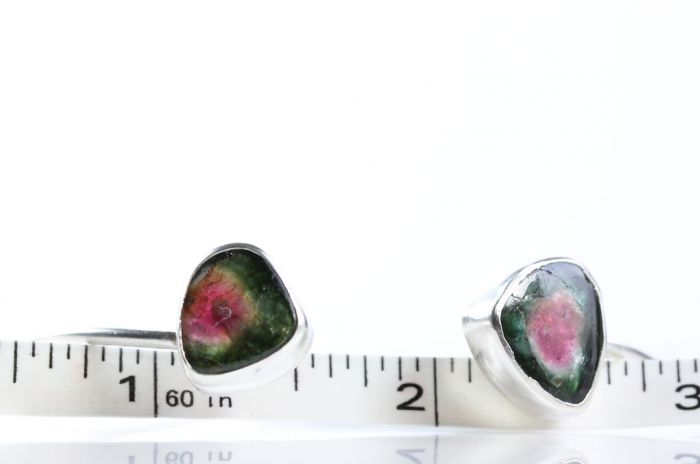 Watermelon Tourmaline Double Gemstone Bracelet Cuff - Image 2