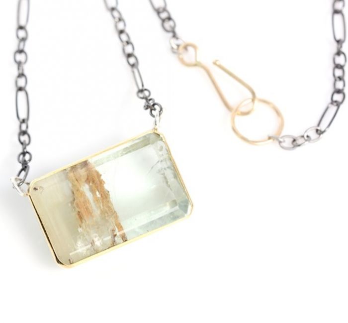 Emerald Cut Beryl Pendant With Beautiful Inclusions - Image 2