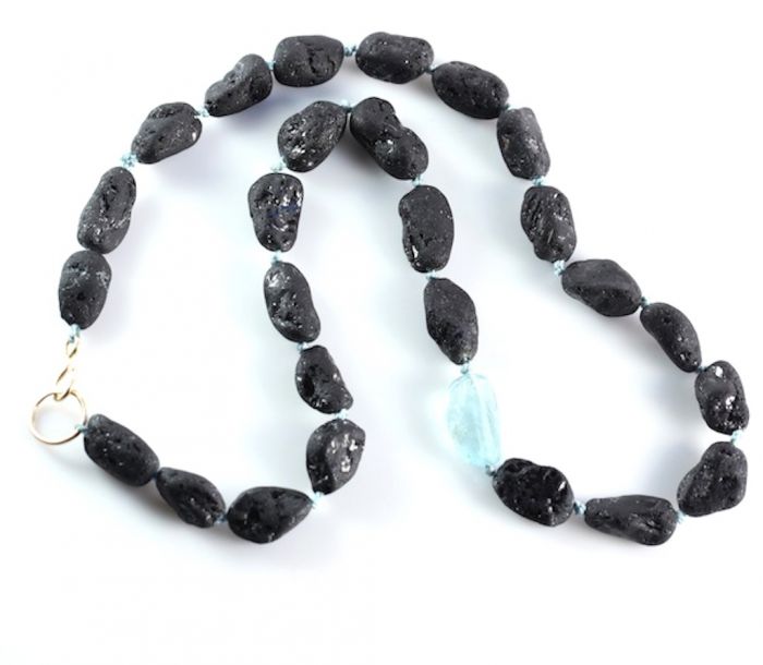 Tumbled Black Tourmaline & Aquamarine Necklace - Image 2