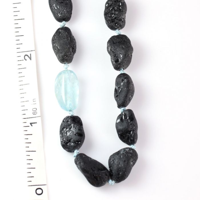 Tumbled Black Tourmaline & Aquamarine Necklace - Image 4
