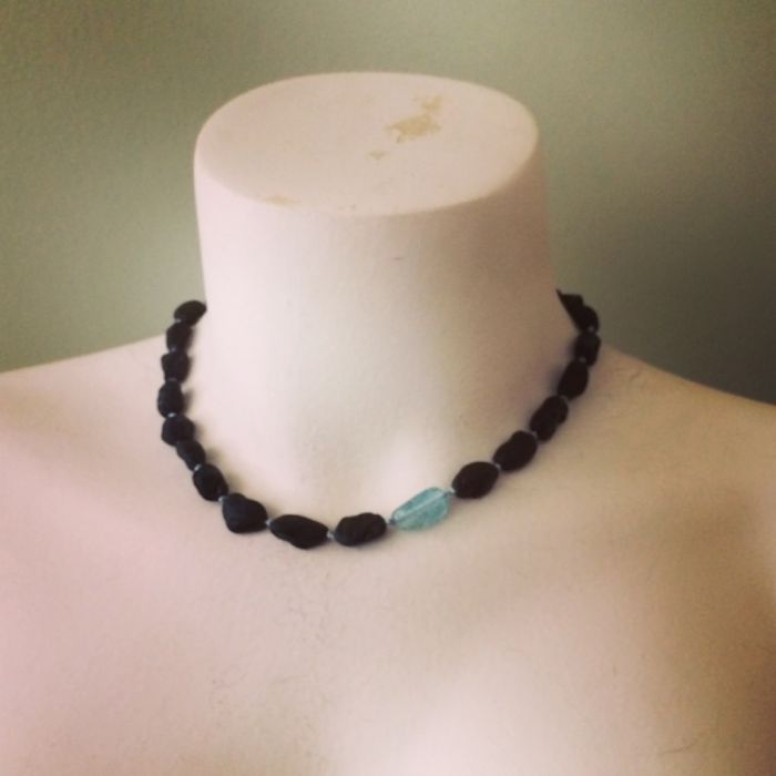Tumbled Black Tourmaline & Aquamarine Necklace - Image 5
