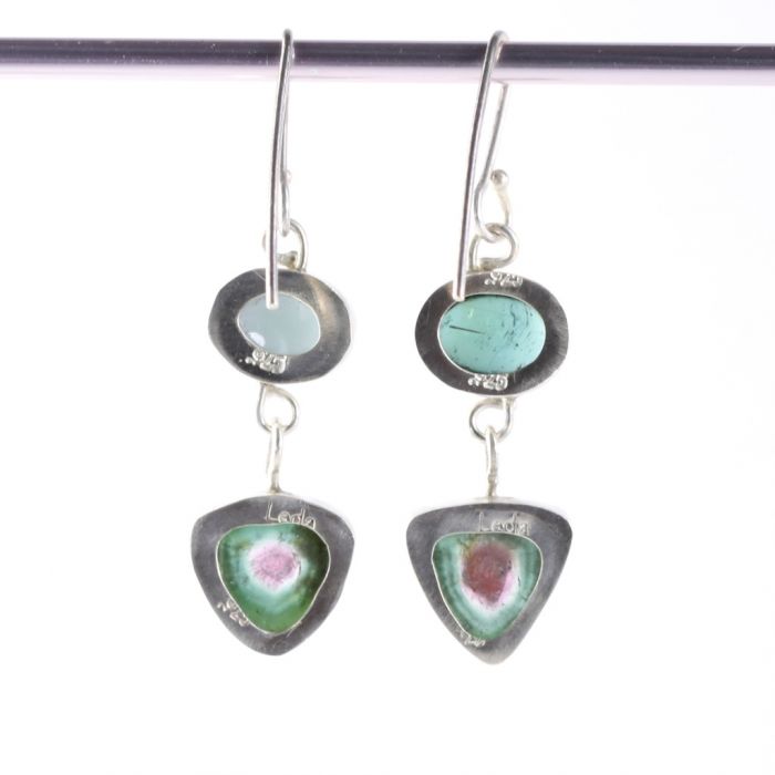 Blue Tourmaline Earrings With Watermelon Drops - Image 2