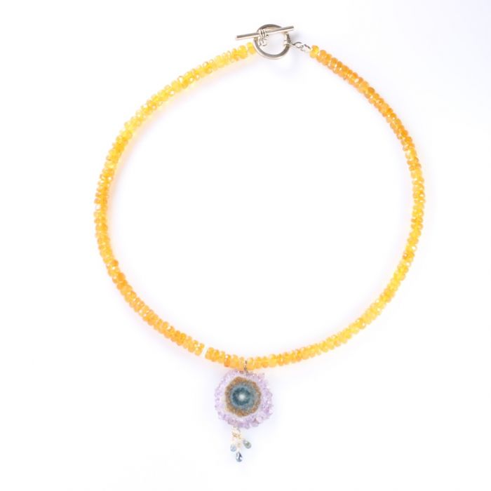 Oregon Fire Opal Necklace & Stalactite Necklace With Sapphire Briolettes - Image 2