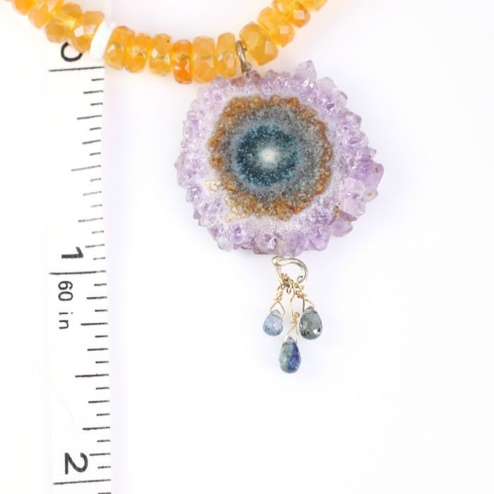 Oregon Fire Opal Necklace & Stalactite Necklace With Sapphire Briolettes - Image 3