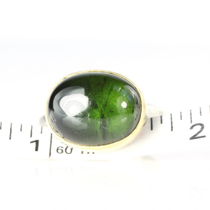 Green Tourmaline Cabochon Ring - Image 4