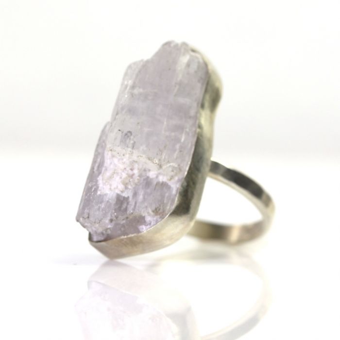 Raw Pink Kunzite Crystal Ring