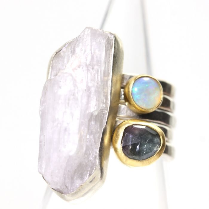 Raw Pink Kunzite Crystal Ring - Image 4