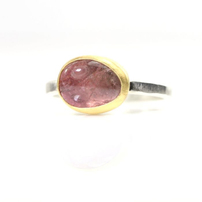 Pink Tourmaline Pebble Ring