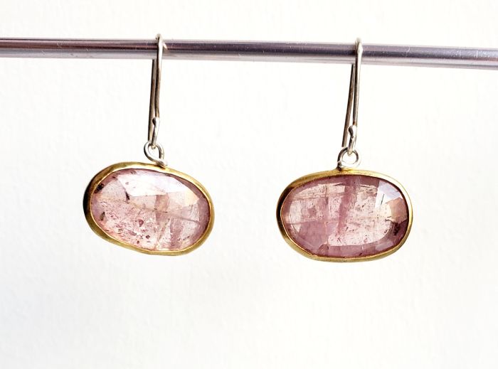 Rose Cut Pink Sapphire Earrings