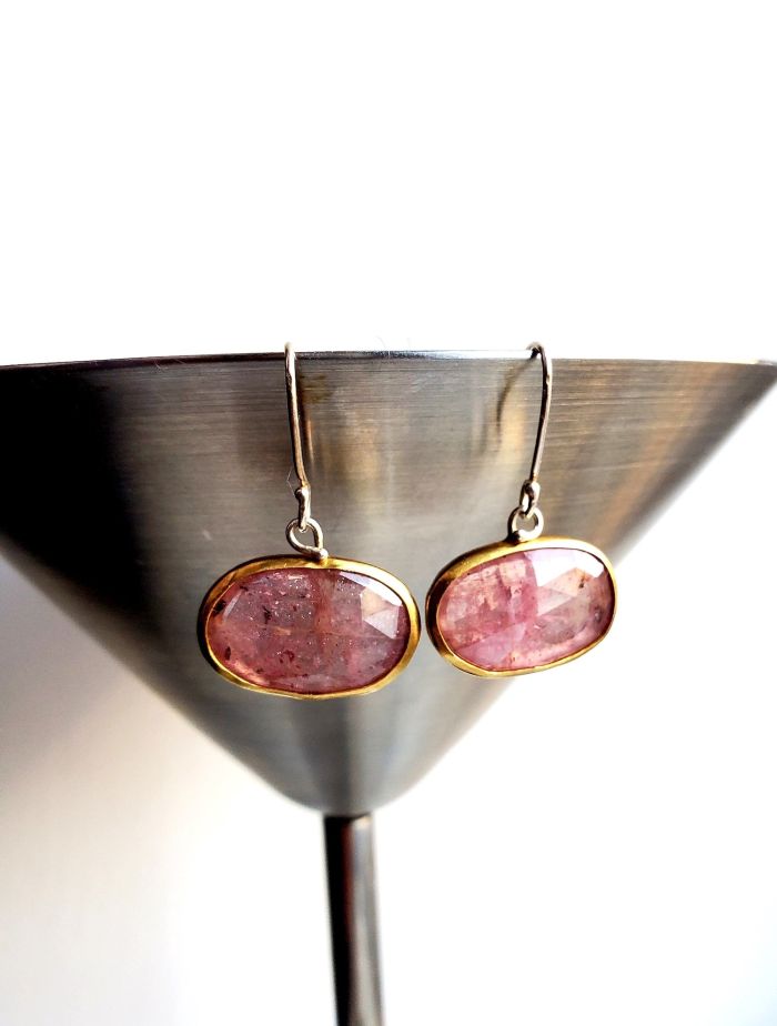 Rose Cut Pink Sapphire Earrings - Image 2