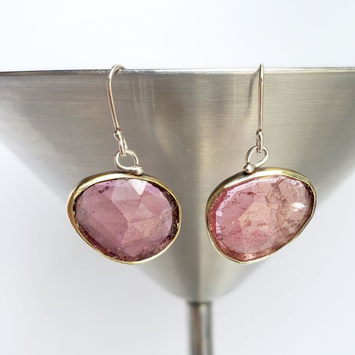 Rose Cut Orchid Tourmaline Earrings