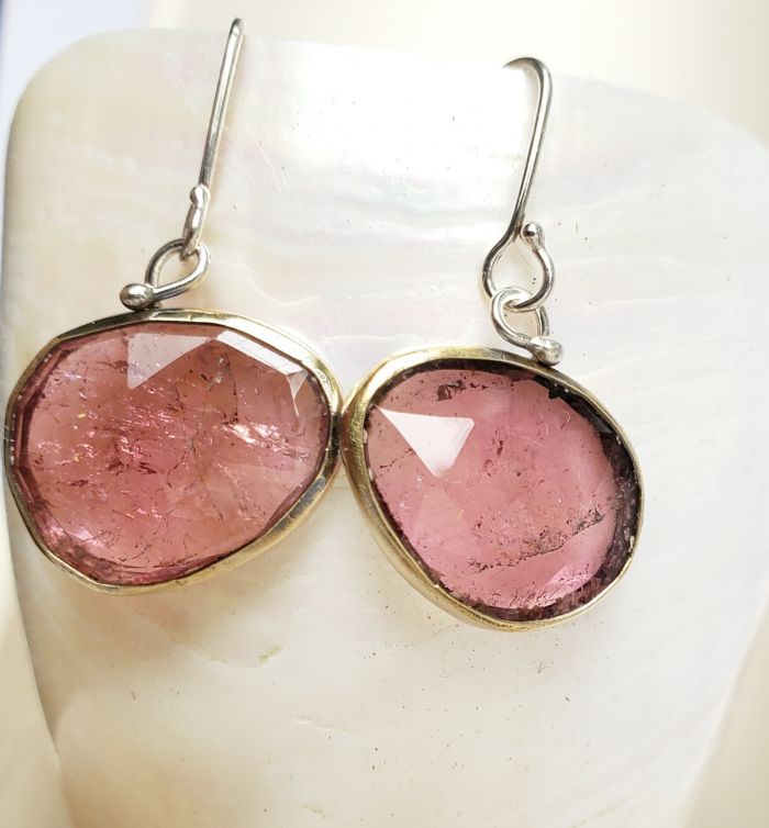 Rose Cut Orchid Tourmaline Earrings - Image 2