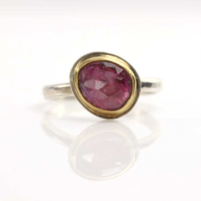 Rose Cut Pink Tourmaline Ring - Image 2