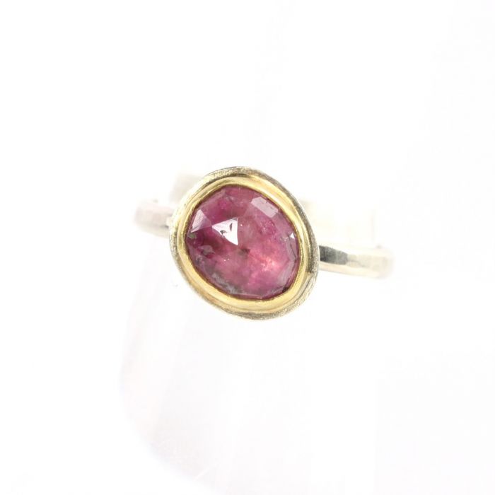 Rose Cut Pink Tourmaline Ring