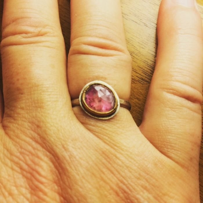 Rose Cut Pink Tourmaline Ring - Image 4
