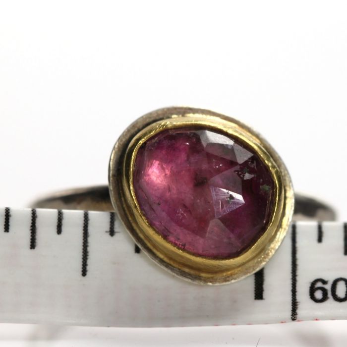 Rose Cut Pink Tourmaline Ring - Image 3