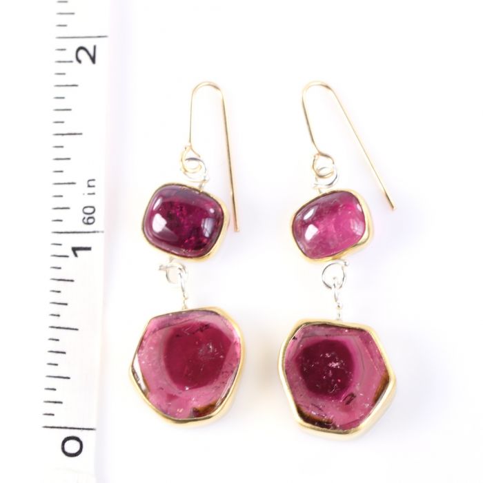 Orchid Tourmaline Earrings With Watermelon Tourmaline Drops - Image 5