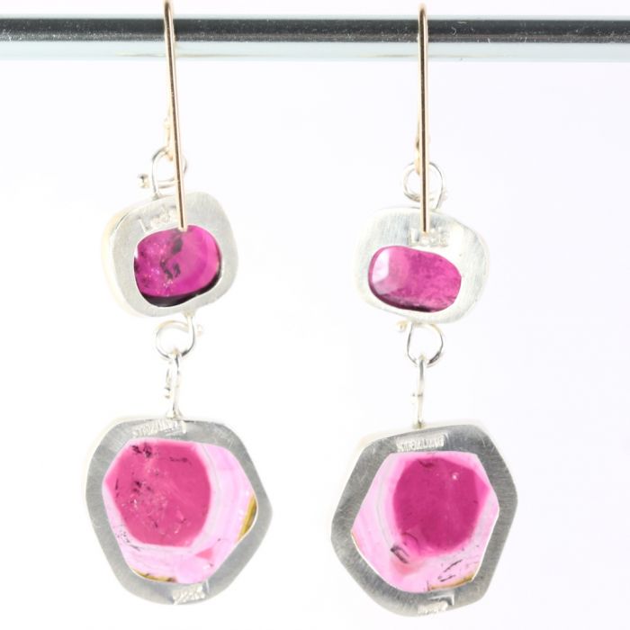 Orchid Tourmaline Earrings With Watermelon Tourmaline Drops - Image 4