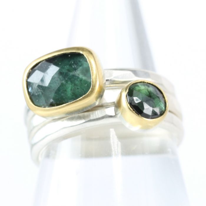 Teal Blue Tourmaline Stacking Rings