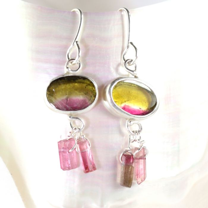 watermelon tourmaline earrings