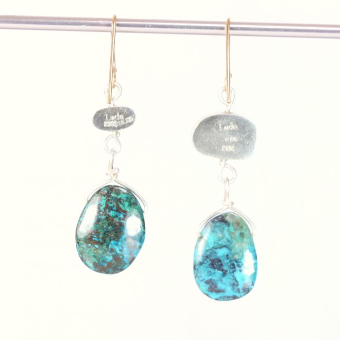 Lightning Ridge Opal & Chrysocolla Earrings - Image 3