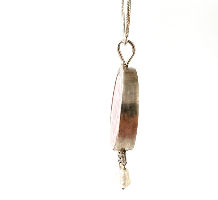 Rhodochrosite Pendant with Freshwater Pearls - Image 4