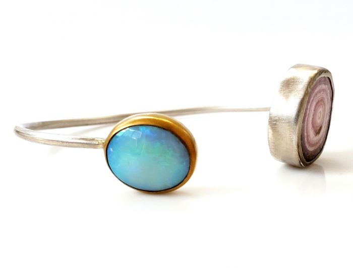 Opal & Rhodochrosite Bangle