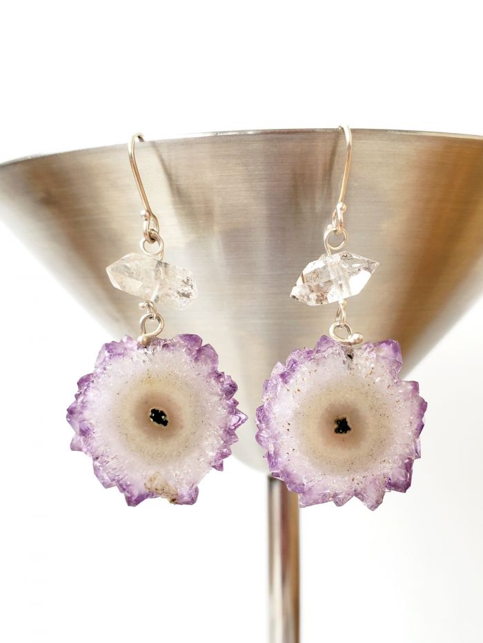 Stalactite & Herkimer Diamond Earrings - Image 3