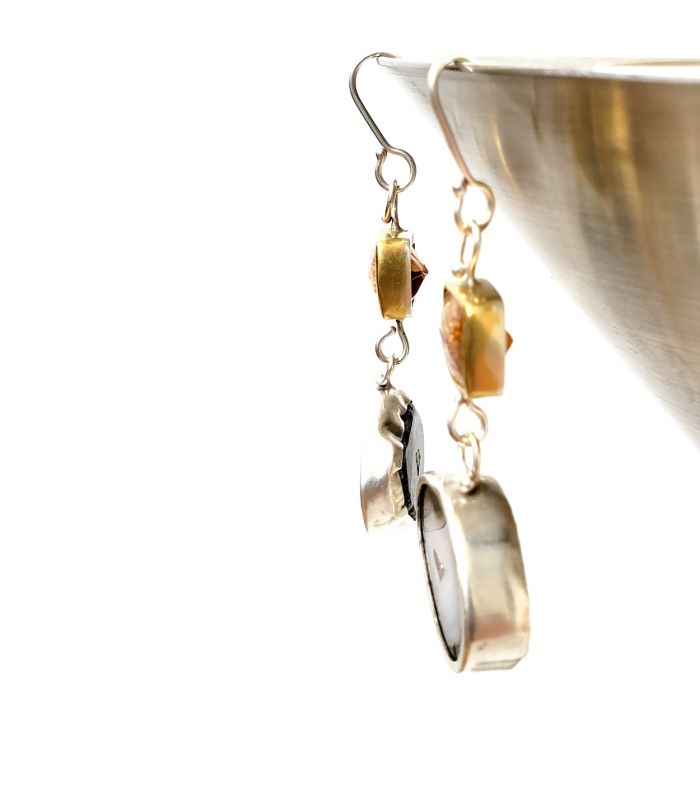 Imperial Topaz Earrings With Striped Geode Drops - Image 4