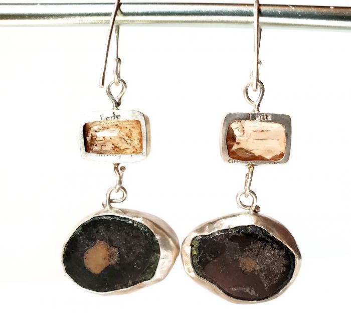 Imperial Topaz Earrings With Striped Geode Drops - Image 5