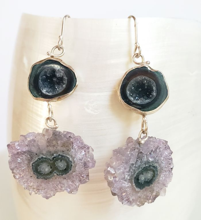 Baby Geode & Stalactite Drop Earrings - Image 2