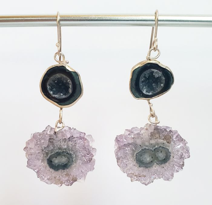 Baby Geode & Stalactite Drop Earrings