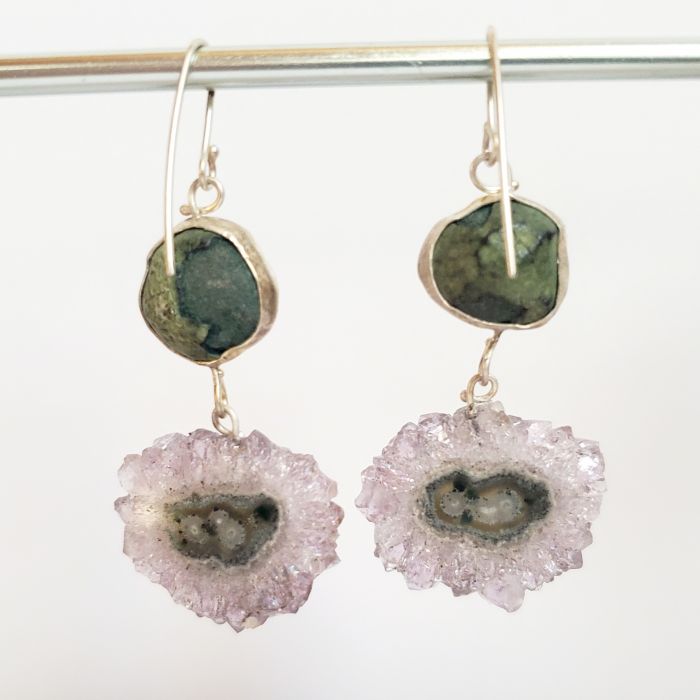 Baby Geode & Stalactite Drop Earrings - Image 3