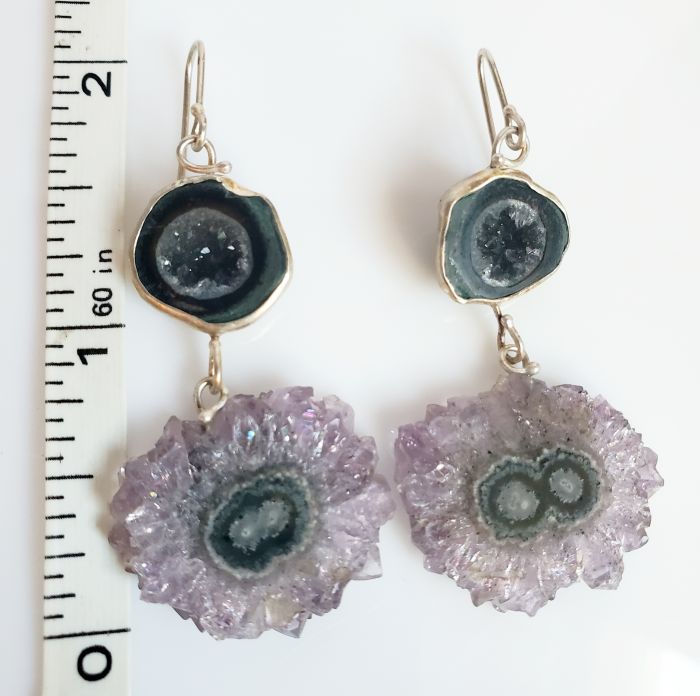 Baby Geode & Stalactite Drop Earrings - Image 4