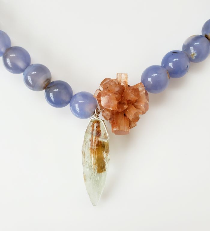 Purple Chalcedony Necklace with Aragonite Sputnik & Beryl (Copy) - Image 2